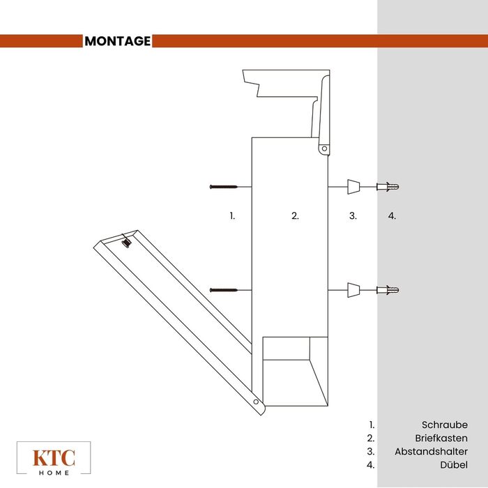 Поштова скринька KTC Home Premium Postlux 4.0 Anthrazit з табличкою для імені - стійка до УФ-випромінювання та погодних умов, порошкове покриття