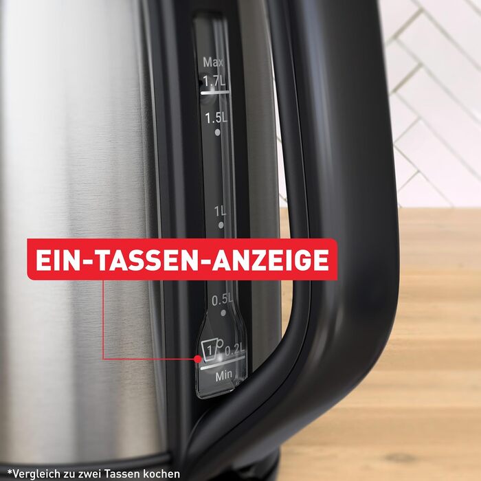 Електричний чайник Tefal Subito KI1R0DE0 з нержавіючої сталі, 1.7 л, 2200 Вт, з фільтром від накипу та автоматичним вимкненням