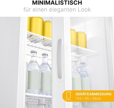 Холодильник для напоїв Bomann® KSG 7289 з скляними дверцятами, 245 л, 5 полиць, автоматична розморожування, регулювання температури, білий (Модель 2024)