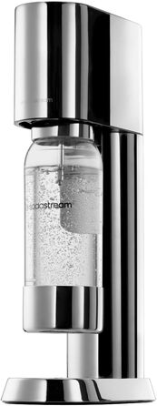 SodaStream® enso™ Преміум Газовий Напоєвник | Нержавіюча сталь, дизайн Naoto Fukasawa | З пляшкою 1 л без BPA та серветкою | Проста заміна CO2, Срібний Enso без балончика