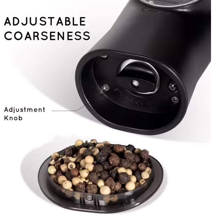 Gravity Electric Salt and Pepper Grinder Set, 2-Piece Set Rechargeable Electric Salt and Pepper Shakers with USB-C Charging Station, Electric Spice Grinder for Dry Spices