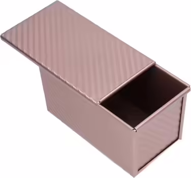 Форма для випікання хліба з кришкою 21×12×11 см, прямокутна форма для тостового хліба Pullman на 450 г, антипригарна з рожевого вуглецевого сталі