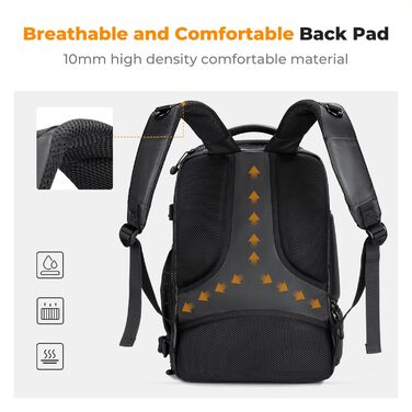 Фоторюкзак K&F Concept 25L: Водонепроникний рюкзак для фототехніки з захистом від дощу, відділенням для ноутбука 16 дюймів (чорний)