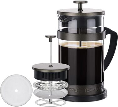 Френч-прес Navaris 1000 мл: кавоварка зі сталевим фільтром, для кави та чаю, коричнева