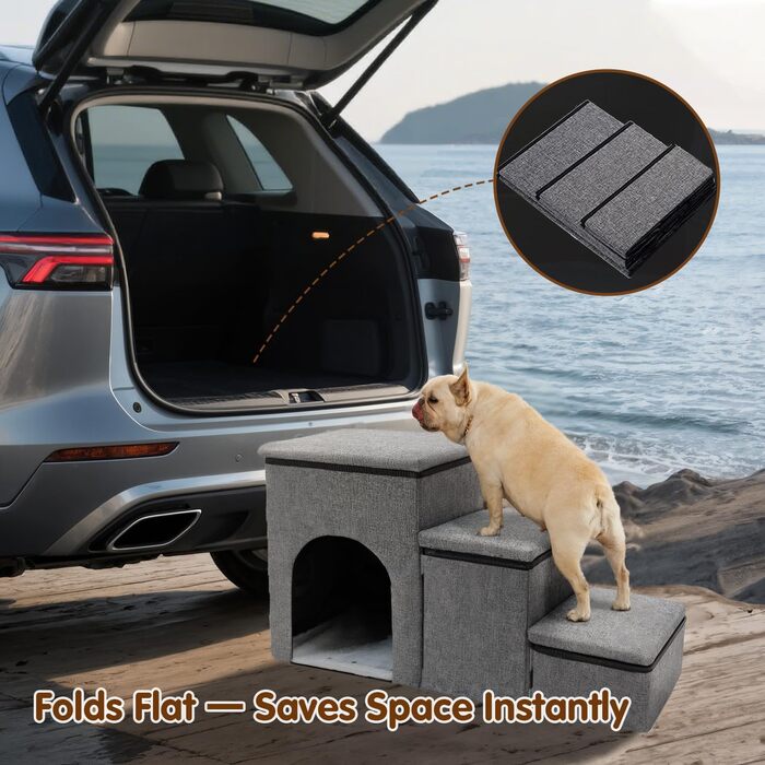 Сходинки для собак FurryPaws: 3-ступенева переносна драбинка для собак до ліжка та дивана, антиковзаюча, для маленьких та великих собак, ідеальна для подорожей