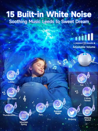 Star Projector for Kids, 15 Light Colors + 15 Music + Bluetooth Night Light Star Projector for Adults, Remote Control + 4 Timer Aurora Lamp, Galaxy Projector Gifts, Lava Lamp, Room Decoration