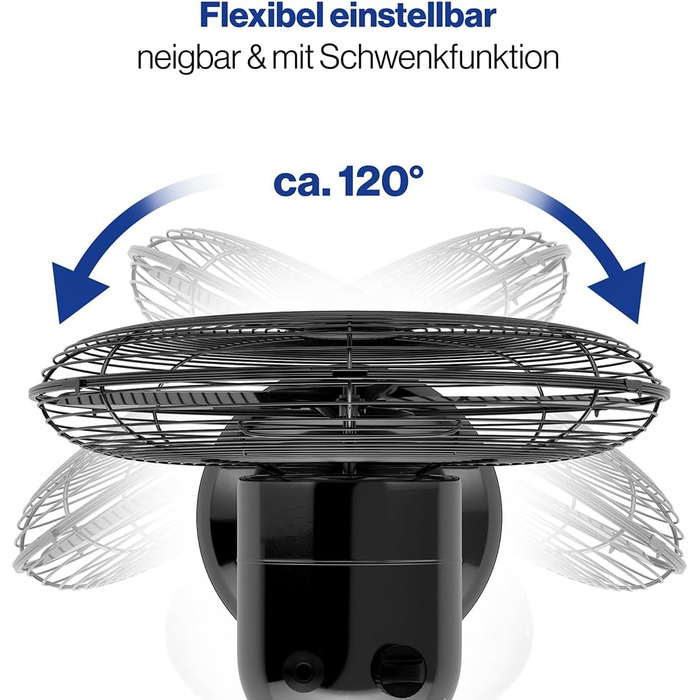Вентилятор ProfiCare® з поворотом, 35W, Ø 30 см, 3 швидкості, тихий, чорний | PC VL 3063 M