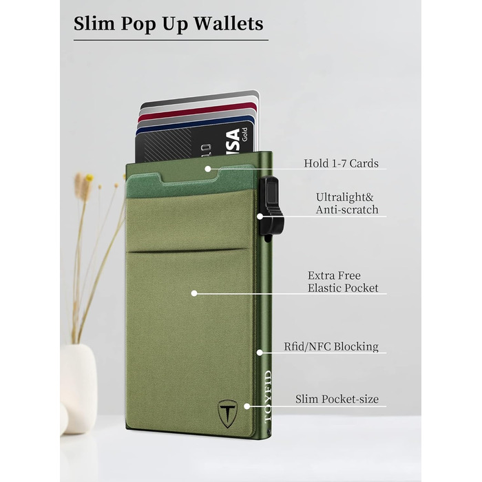 RFID-захисний картхолдер-органайзер для карток з відділенням для монет (1 шт., зелений)