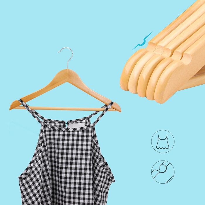 SONGMICS Children's Clothes Hangers, 20 Pack, Wood, Natural, 35 cm, 18