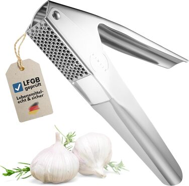 Прес для часнику з нержавіючої сталі - миється в посудомийній машині, стійкий до іржі - міцний та ергономічний, для легкого подрібнення - ідеальний для свіжого часнику