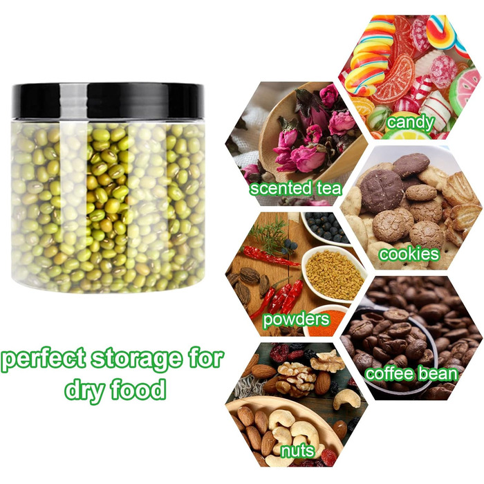 Набір контейнерів для зберігання 16 шт. по 500 мл з кришкою, BPA-Free, прозорі пластикові контейнери для продуктів та солодощів