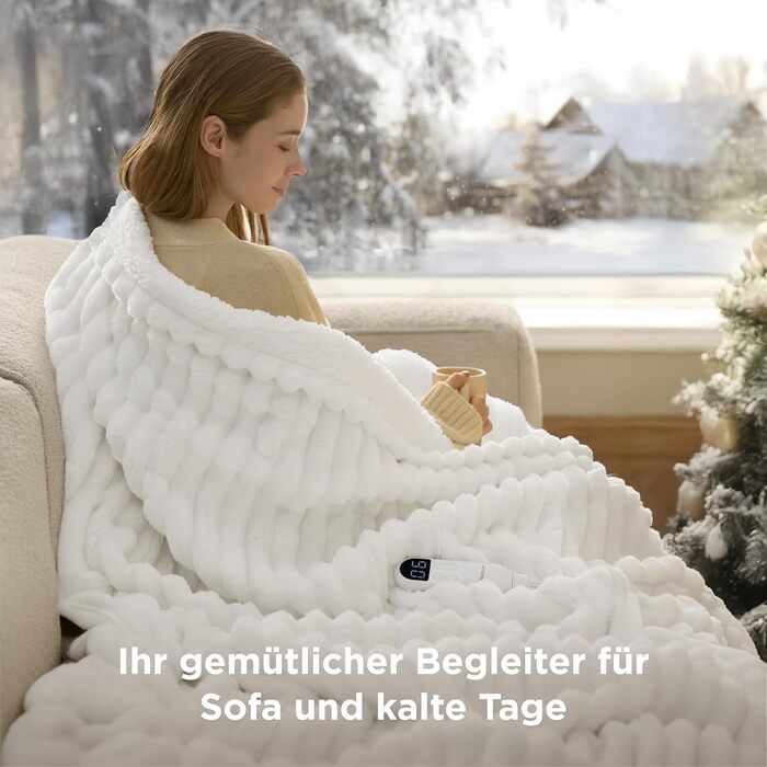 Електрична ковдра BEDSURE з автовимкненням, 130x180 см, сіра. 6 режимів нагріву, таймер 10 годин. Чудовий подарунок для жінок та мами на Різдво.