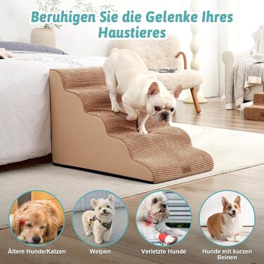 Широка сходинка для собак, невелика сходинка для домашніх тварин з нековзною поверхнею (Чорний та Білий, ) Чорний та Білий (Світло-коричневий, 5.0, 83x50x57см)