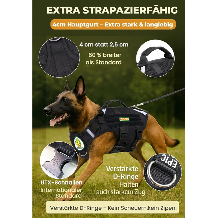 Нашийник для собак середніх та великих порід RoveVest Air: легкий, дихаючий, регульований, для прогулянок та активного відпочинку. Чорний, розмір M