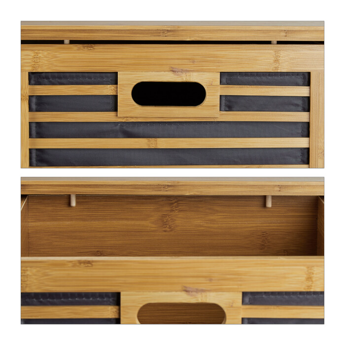 Relaxdays Bamboo Rolling Cart with Drawers
