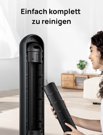 Дрео Turmventilator Nomad One: Тихий вентилятор з телепульта, 4 швидкості, 8 год таймер, білий/чорний
