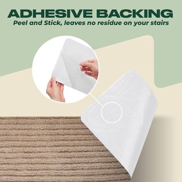 Набори сходинкових килимків MBIGM 15 шт. Самоклеючі килимки на сходи для безпеки дітей, літніх людей та домашніх тварин, (Верблюжий, 20 см X 65 см)