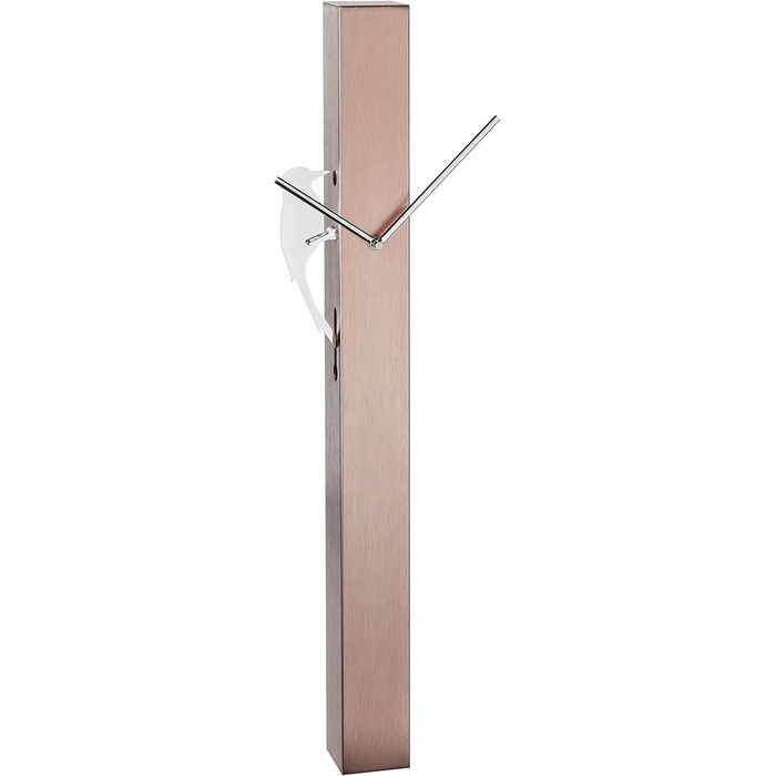 TFA Dostmann Analog Pendulum Clock Picus, 60.3062.51, chrome woodpecker, modern design wall clock, rose gold, (L) 246 x (W) 75 x (H) 653 mm