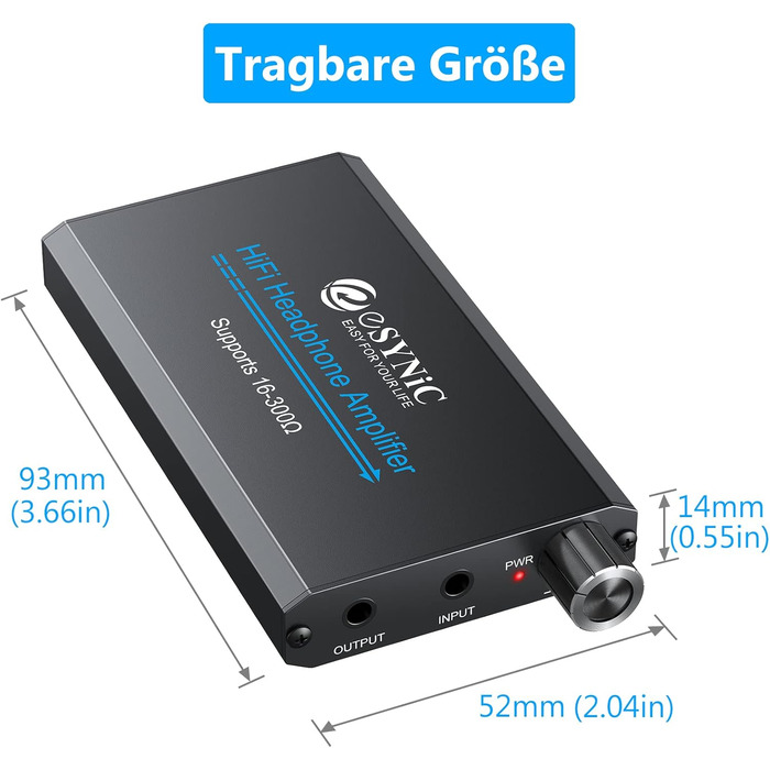 Портативний підсилювач навушників eSynic HiFi, 16-300 Ом, для MP3/MP4, телефону, ноутбука, планшета, з акумулятором