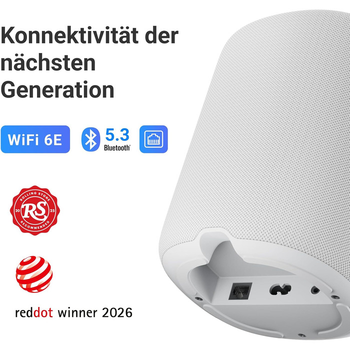 WiiM Sound Smart Speaker: Бездротова колонка Hi-Res 24/192, Wi-Fi 6E, Bluetooth 5.3, AI RoomFit, 100W, білий