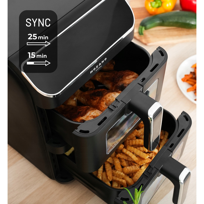 Вертикальна двокамерна аерофритюрниця 11л Air Fryer 2800W, 12 режимів