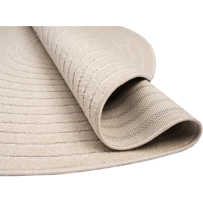 Килим Santo Plus для вітальні та спальні: якісний, легкий у догляді, довговічний, сучасний дизайн, підходить для вулиці, кремовий (діаметр 160 см)