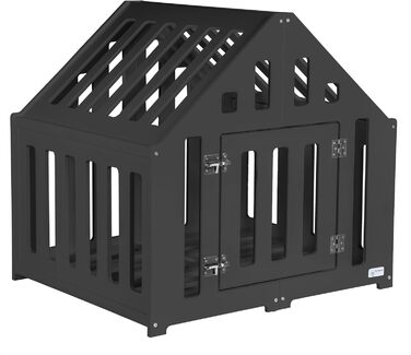 Будка для собак з дерева, закривається на замок, вольєр для собак, чорна, 85 x 70 x 80 см