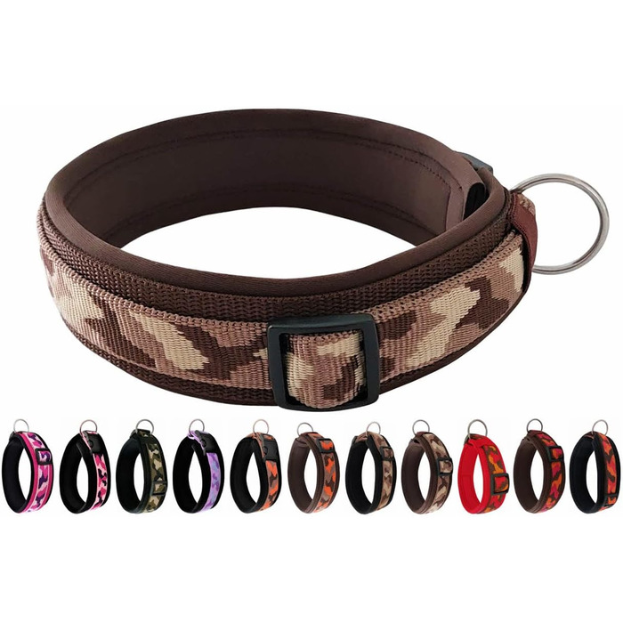 Нашийник для собак BUDDYPACK широка та м'яка накладка з неопрену, всі розміри, кольоровий (XS/S (35-40 см), коричнево-кремовий)