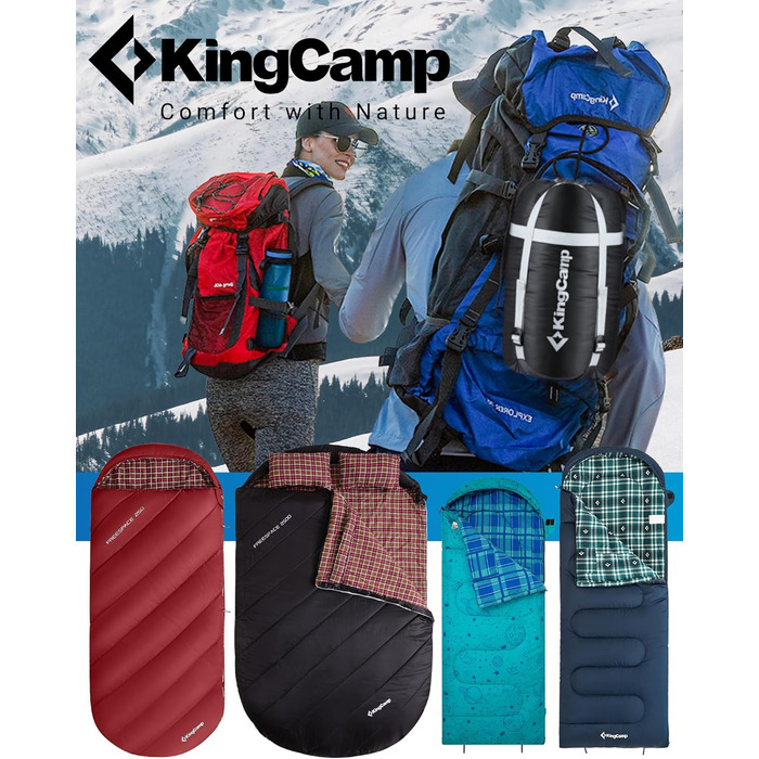 KingCamp XXL 3-Season Sleeping Bag - Oversized Adult Sleeping Bag for Camping, Backpacking, Hiking, and Travel - Lightweight Indoor/Outdoor (#Classic Olive)