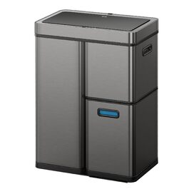 Сортувальний контейнер для сміття EKO Mirage Plus 60л (30л+15л+15л), нержавіюча сталь, сенсорний, 3 відділення, пластикові відра, автоматичний відро для кухні