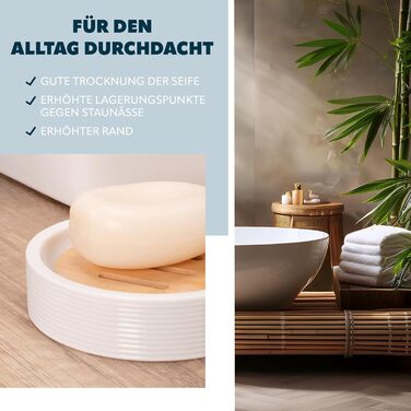 Підставка для мила Bremermann Segno з бамбука та пластику - біла