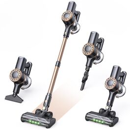 Бездротовий акумуляторний пилосос Lubluelu з потужністю всмоктування 45kPa, для видалення шерсті тварин, килимів, твердих поверхонь та автомобіля, золотий