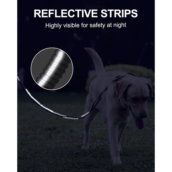 Тактична собача повід Joytale, 1.2м-1.8м, еластична, з двома зручними ручками, автофіксатор, повід без ривка для великих собак, сірий