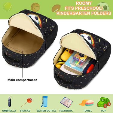 Дитячий рюкзак для школи LOIDOU: безпечний, легкий, з принтом полум'я/футбол, для хлопчиків та дівчаток