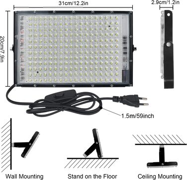 LED Floodlights 150W 2-Pack, Outdoor LED Floodlights, Super Bright 15000LM Outdoor Spotlights, 6500K Cool White LED Floodlights with IP65 Waterproof for Garden, Garage, Sports Field, Terraces
