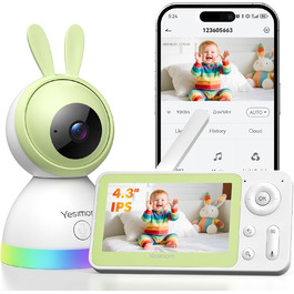 Дитячий відеоняня YESIMOM з камерою 1080P HD, PTZ 360°, Wi-Fi, монітор 4.3