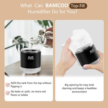 Увлажнитель воздуха Mini USB с LED-подсветкой AIR Humidifier - для спальни, растений, детской, офиса, детской комнаты (Зеленый) (Черный)