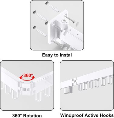 Висувна сушарка для білизни на стіну з гачками. Компактна сушарка для балкона, білизни, ванної кімнати, спальні (Біла, 3 складаних секції)