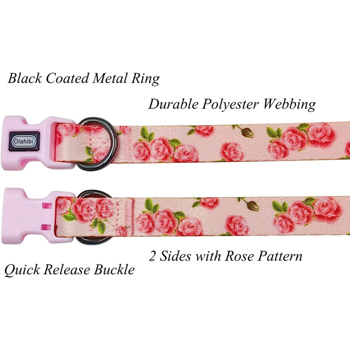Нашийник та поводок для собак Комбі-ет, леопардовий принт, поліестер, 150 см, повід з панде, для маленьких собак (колір коричневий леопард), набір (рожевий, з розами)