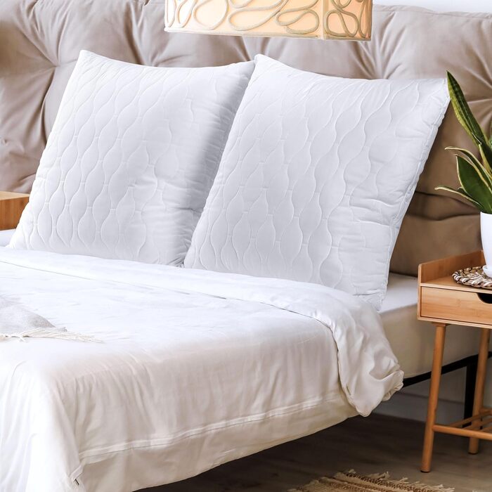 Подушка Utopia Bedding 80x80 см (2 шт.), стьобана, біла, для ліжка, дивану та декору