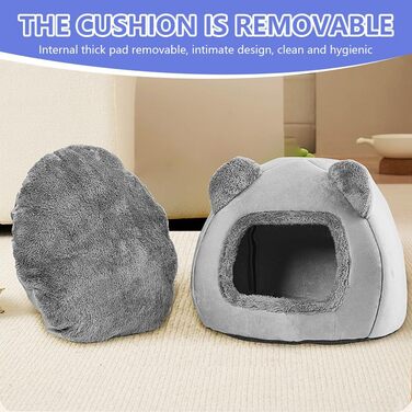 Кігтеточка-будиночок для котів, 40 см, сірий. М'яке ліжко з антиковзким дном та знімним матрацом. Підходить для котів та собак вагою до 5 кг.