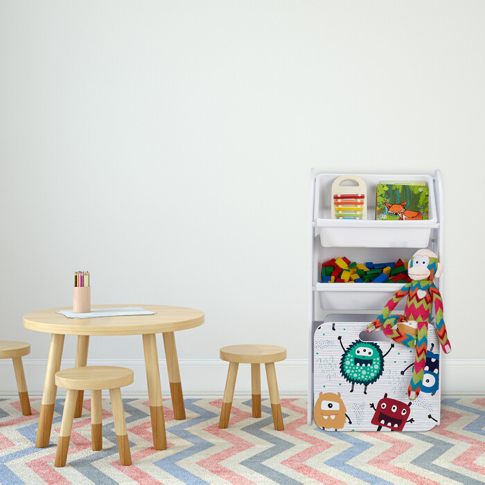 Relaxdays Slim Children's Shelf with Monsters