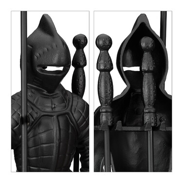 Relaxdays Fireplace Set Knight Cast Iron 4-Piece