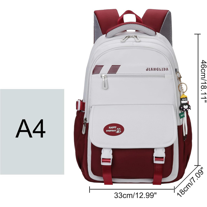 Сумка для книг SellerFun для підлітків, дівчаток, у школу, на роботу, у подорожі, для спорту (27 літрів, червона)