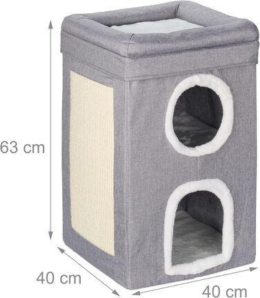 Кігтечка для котів Relaxdays з 2 кігтечками та відкритою платформою, сіра/біла, 63x40x40 см