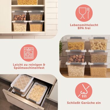 Blumtal Storage Box with Lid 32L Plastic - Storage Boxes 36.5x36x26.5 cm - Storage Boxes Made from 100% New Material with Locking Clips - Storage Boxes with Lid (5 Liters, 4-Piece Set)