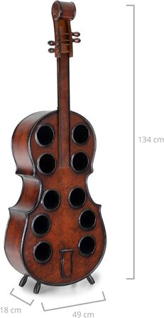 Stradivino Wine Rack for 10 Bottles - Wooden Wine Stand with Vintage Look - Handmade Cello Bottle Rack - Bottle Stand 135 cm High - Retro Wine Bottle Holder