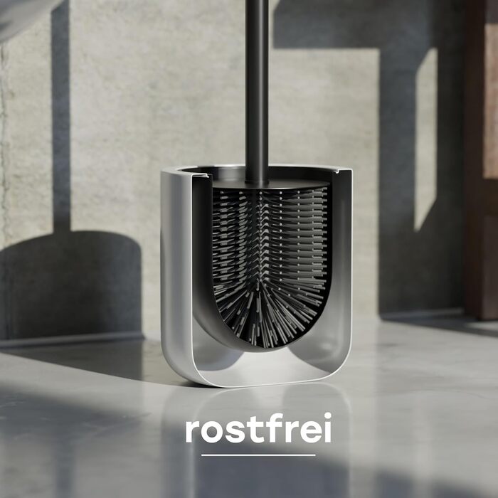 Набір для туалету SAVEGA: щітка для унітазу з нержавіючої сталі та силікону з антибактеріальною насадкою та тримачем (білий)