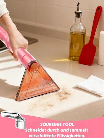 Портативний мийник для м'яких меблів 600W, 16Kpa, з розчином 500мл та 5 насадками. Для диванів, килимів, авто та сходин. Легкий та компактний, рожевий колір