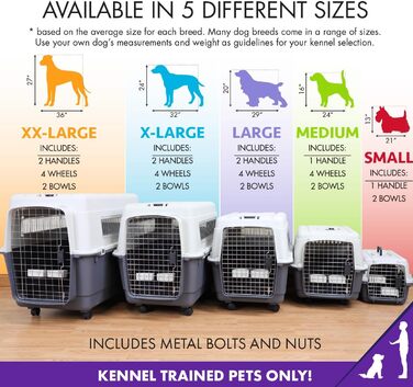 Клітка для собак Sport Pet Designs, пластикова, на колесах, для подорожей, сіра, розмір L (80 x 56 x 58 см)